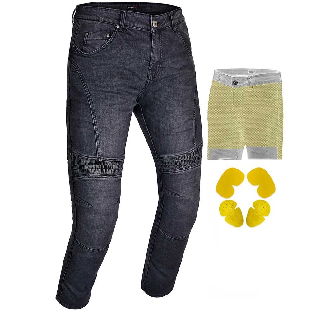 RIDERACT® Men’s Black Motorcycle Biker Jeans Pants Riding Gear with CE Armor NEW